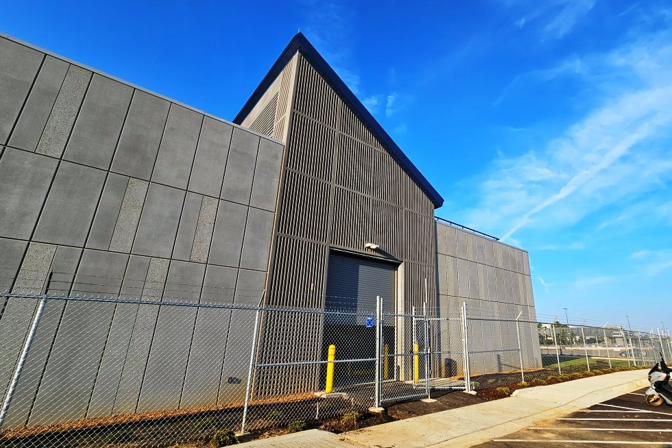 Exterior of generator gallery with clerestory intake. 